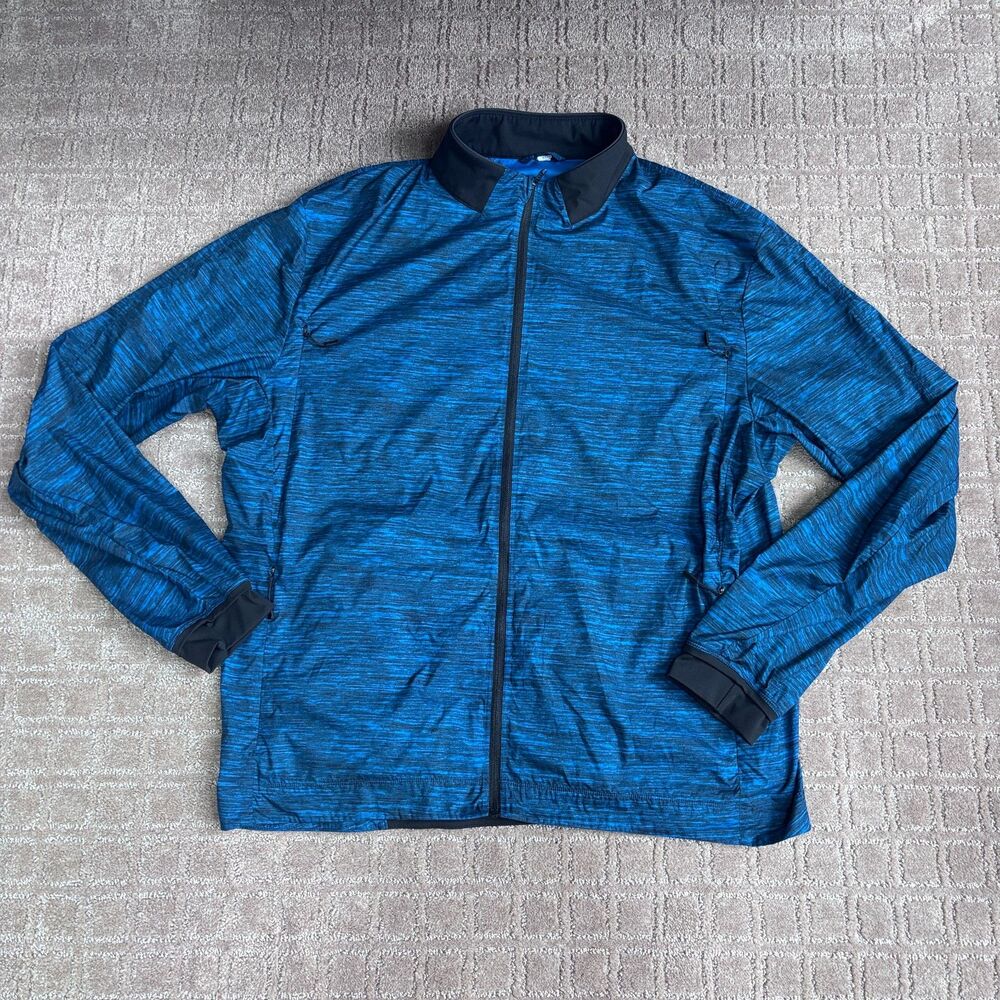 Lululemon Surge Jacket Mens XXL Heathered Print Black Blue Lightweight Full Zip